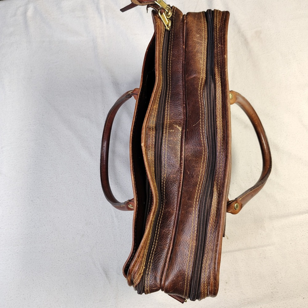 Vintage ORVIS Bullhide Leather Briefcase Brown Patina Gokey Heritage Bag USA - Picture 4 of 13